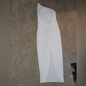 One Shoulder White Dress